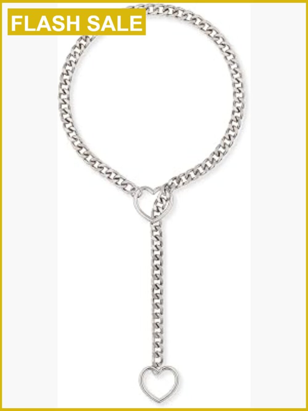 Heart O-ring Slip Chain Necklace, Adjustable Lariat Y-Necklace